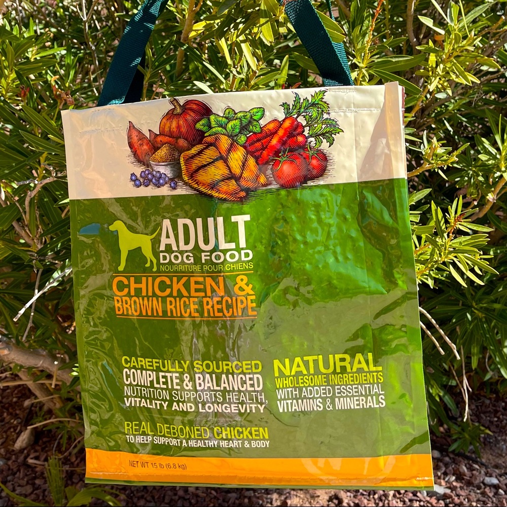 Repurposed dog food tote bag